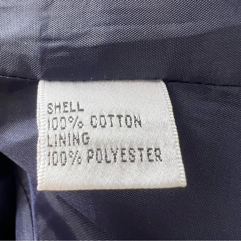 Talbots Navy Blue 100% Cotton Waffle Weave Classic Double-Breasted Jacket - Picture 10 of 11